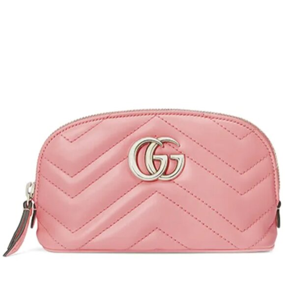 Gucci Handbags - NWT Gucci GG Marmont Cosmetic Pouch in Pink Quilted Chevron Leather